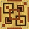 Wooden square inlay, dark wood patterns on light background. Wooden art decoration template. Veneer textured geometric