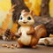 Wooden Squirrel Figurine With Pine Cones - Charming Character Illustration