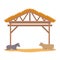 Wooden stable manger with ox and mule