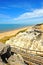 Wooden staircase at the Cliff of Asperillo in Mazagon beach in province of Huelva, Andalusia, Spain