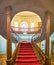 The wooden staircase in Glass and Ceramic Museum in Tehran, Iran