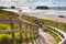 Wooden staircase leading to Bandon Beach, Oregon, USA