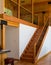 Wooden staircase leading to the loft