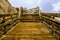 Wooden staircase winding up to the top of the Sulphur mountain, Banff, Canada