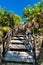 Wooden stairs at the Tulum Archaeological Site, Mexico