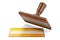 Wooden stamper, seal with Disability flag, Overcoming flag or Flag of the Rights of Persons with Disabilities, 3D rendering