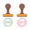 Wooden stamper and stamp mark with approved and rejected text