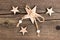 Wooden stars with string on wood