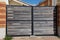 Wooden steel gate modern new home style wood street view outdoor