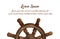 Wooden steering wheel for ships and boats on white background with place for text