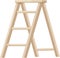 Wooden step ladder in beige colour in cartoon style isolated on white background. Shelf, household construction
