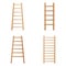 Wooden Step Ladder. Vector Set Of Various Ladders. Classic Staircase Isolated On White Background. Realistic Illustration.