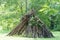 Wooden stick house looking like indian hut,