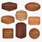 Wooden stickers label collection. Set of various shapes wooden sign boards for sale,price and discount stickers