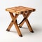 Wooden Stool Table For Camping On White Background