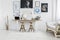 Wooden stools in living room