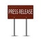 Wooden Street sign isolated on white background. Modern Press Release Concept For Web, On-Line News.