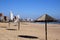 Wooden Sunshades on Addington Beach in Durban