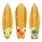 Wooden surfboards with floral prints