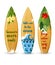 Wooden surfboards with type designs