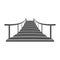 Wooden suspended bridge over the ravine icon in flat style.