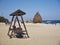 Wooden swings on the beach of Gangneung city