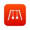 Wooden swings hanging on ropes icon digital red