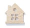 Wooden symbol toy little house isolated  white