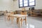 Wooden table and chair for kids in Montessori