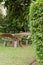 Wooden table and chairs garden