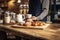 Wooden Table With Croissants and Coffee Cup