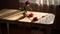 Wooden Table With Roses And Ribbon: Playing With Light And Shadow
