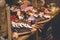 Wooden table with traditional Polish meat