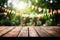 Wooden table waits amid a garden celebrations delightful background blur