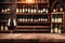 Wooden table on a wine storage cellar in a restaurant or house. Sommelier concept.