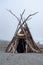 Wooden Teepee on California Beach