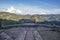 Wooden terrace at Baan Jabo Village viewpoint,Pang Mapha,Mae Hong Son,Northern Thailand.With marvelous scenery of mountain range a