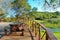 Wooden terrace with beautiful pond view