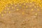 Wooden texture with golden stars close-up