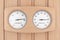 Wooden Thermometer and Hygrometer Device For Sauna. 3d Rendering
