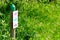 Wooden three colors arrow pointing the direction of footpath for hike trail in green nature reserve forest walk