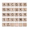Wooden tiles alphabet 3d realistic letters. Vector illustration.