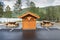 Wooden toilet building and benches as a resting place