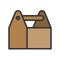 Wooden tool box, Filled outline icon, carpenter and handyman tool and equipment set