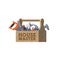 Wooden toolbox house repair tools icon