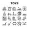 Wooden Toy For Children Play Time Icons Set Vector