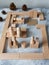 Wooden Toy Construction with ecologically wooden blocks manufactured from sustainable timbers. Wood elements for kids mental