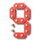 Wooden toy red digital number 9 NINE 3D