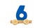 Wooden toy train with track numbers six. Learn, make. Wooden number six. Children s school concept. Educational games