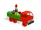 Wooden, toy truck loaded with wooden toys.